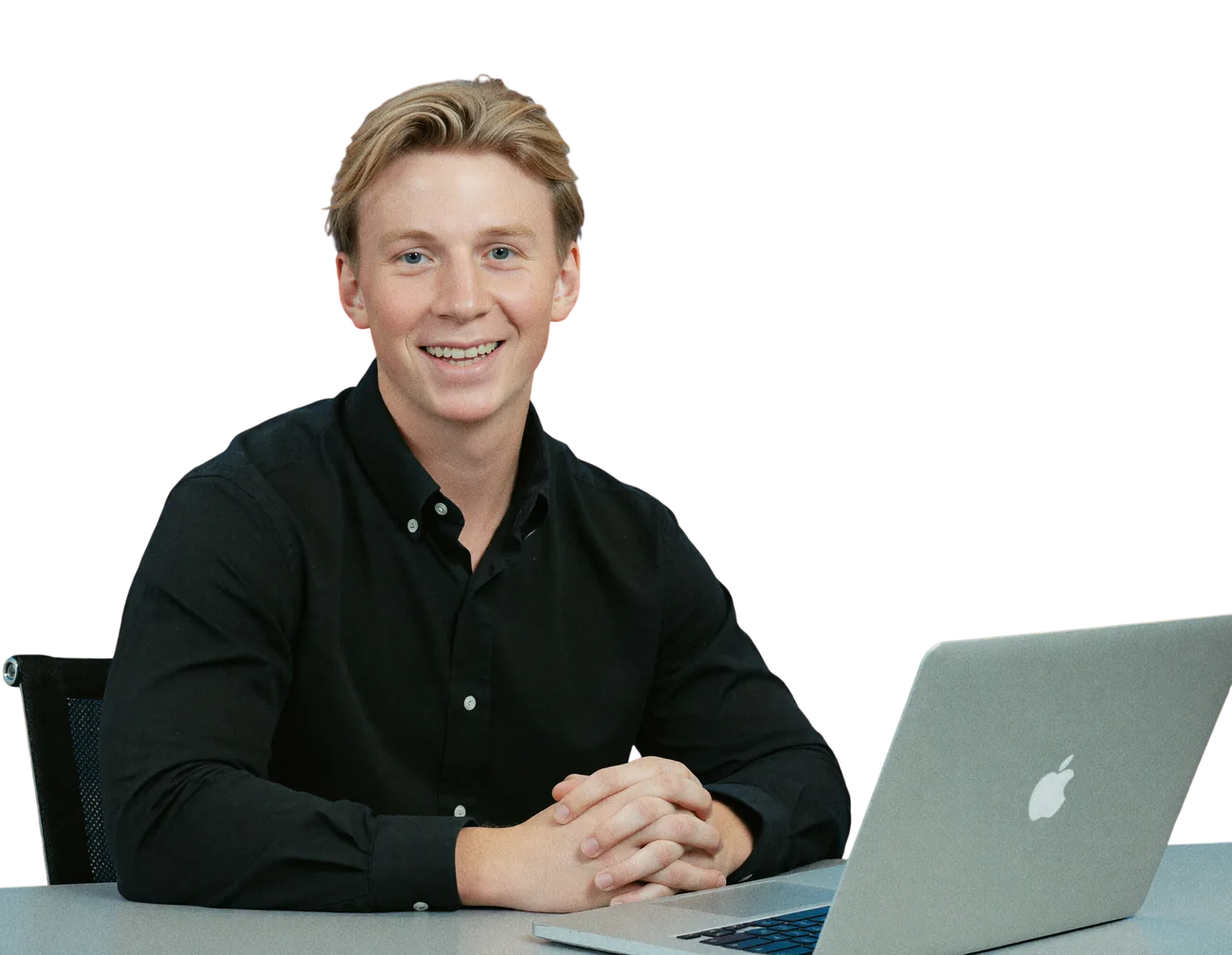 David van MoreDone achter zijn laptop